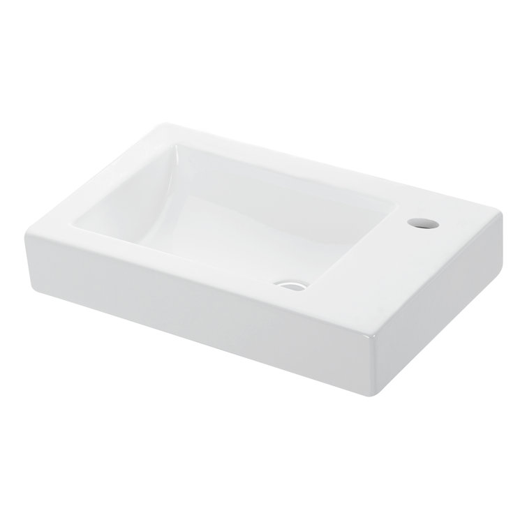 WS Bath Collections Minimal Ceramic 14.1'' White Ceramic Rectangular Bathroom Sink