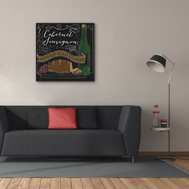 «Wine Chalkboard 2» par Fiona Stokes-Gilbert, art mural sur toile, H 37 po x l 37 po x P 1,5 po
