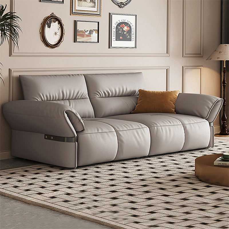 Gray Genuine Leather Modular Sofa cushion Loveseat