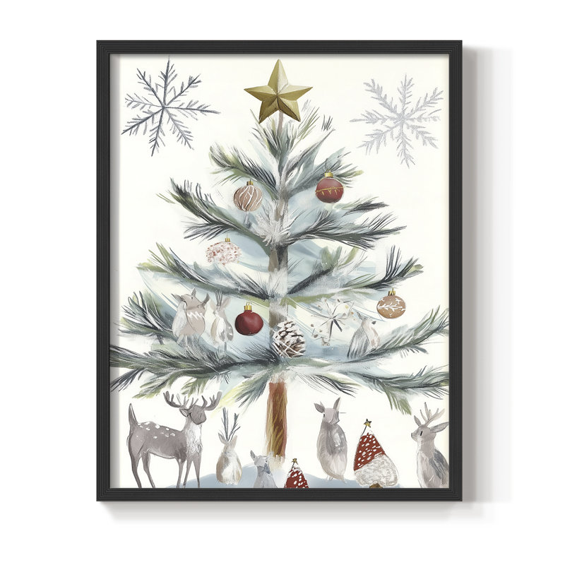 «Christmas Holiday Art» CECXII, reproduction d'art encadrée - bois massif, Noir, noir, noir, noir, H 21 po x l 17 po