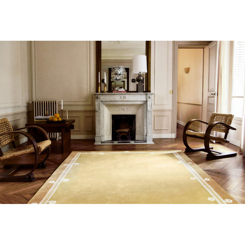 Syracuse Hand Tufted Wool Area Rug in Yellow, Round 8'2"