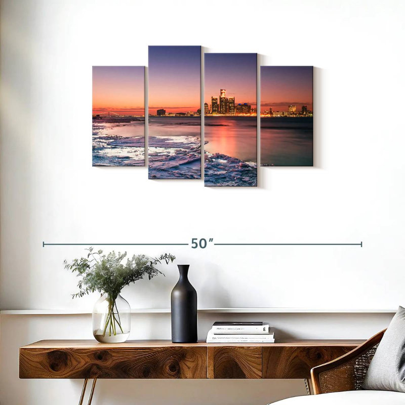 Keesha, Detroit Skyline en hiver, H 22 po x l 36 po