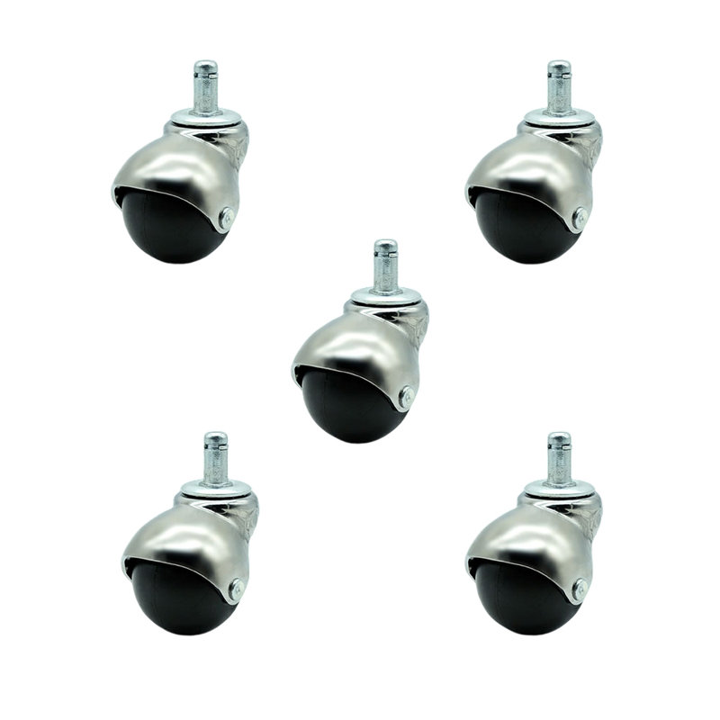 Ensemble de 5 roulettes 2 pouces, Chrome brillant