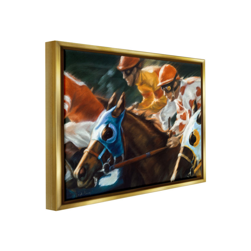 "Équitation Jockeys Racing" par Kim McElroy sur, Or, H 25 po x l 31 po