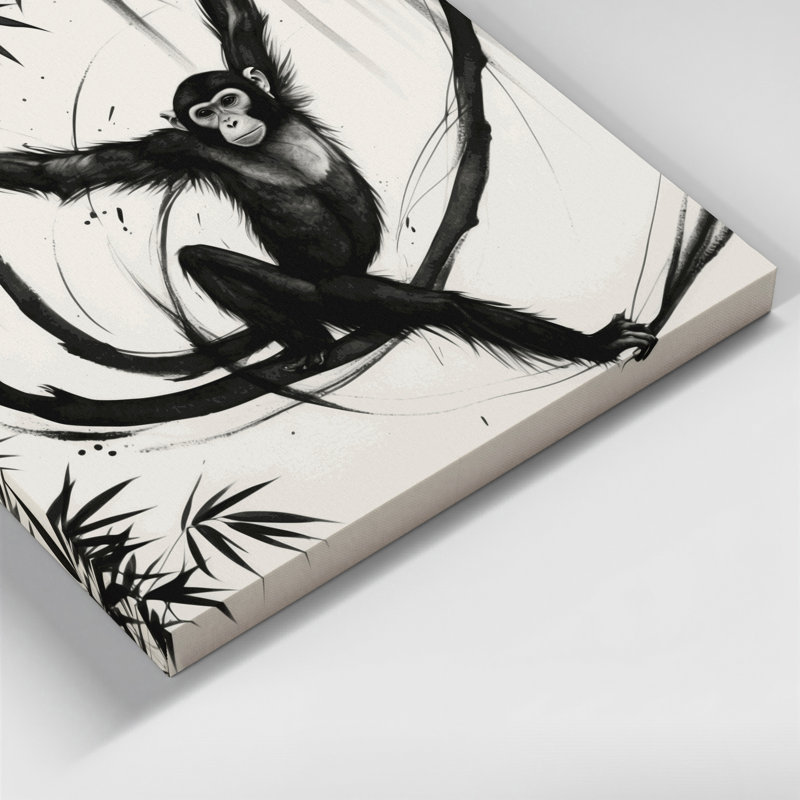 Wildlife Gibbon Gray Canvas Wall Art