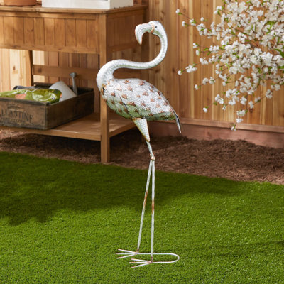 STATUE FLAMINGO GALVANISÉE DEBOUT