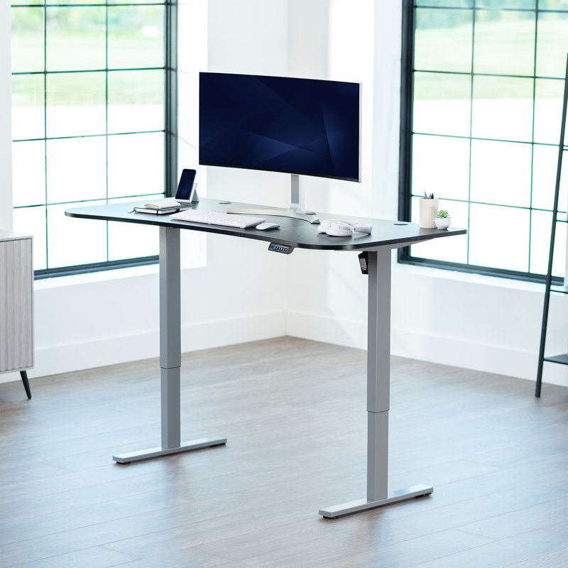 Electric 63" x 32" Stand Up Desk (DESK-KIT-1B1B Series), Black/Gray