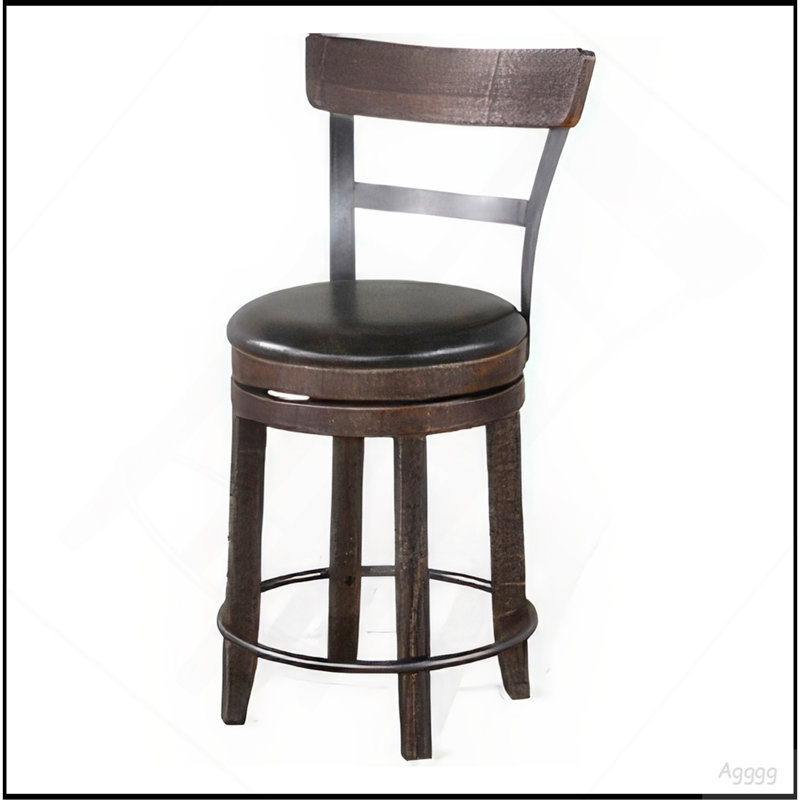 Tabourets de bar pivotants Flint, ensemble de 2, similicuir noir, brun