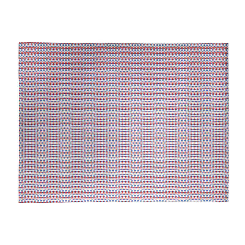 Tapis rose/bleu zone fait main géométrique, Rectangle 5 pi x 7 pi