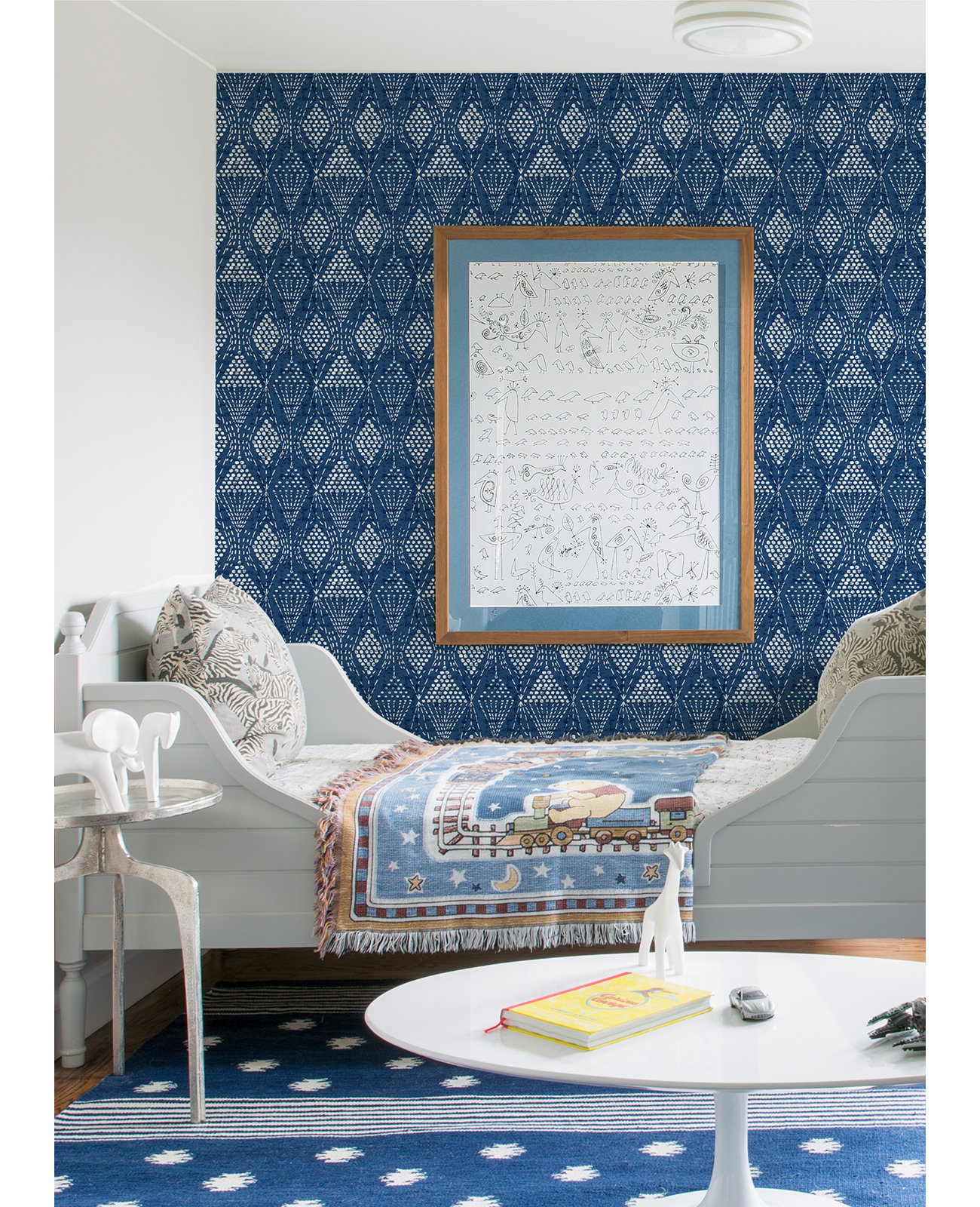 Aveta Geometric Wallpaper, Blue