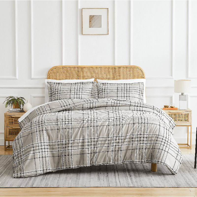 Ensemble d'édredon surdimensionné en duvet à motif écossais de la collection Vilano par Southshore Fine Linens, Moka