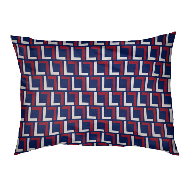 Coussin pour chien Bonheur, Small  (18'' W x 28'' D x 4'' H), Bleu foncé / blanc / rouge