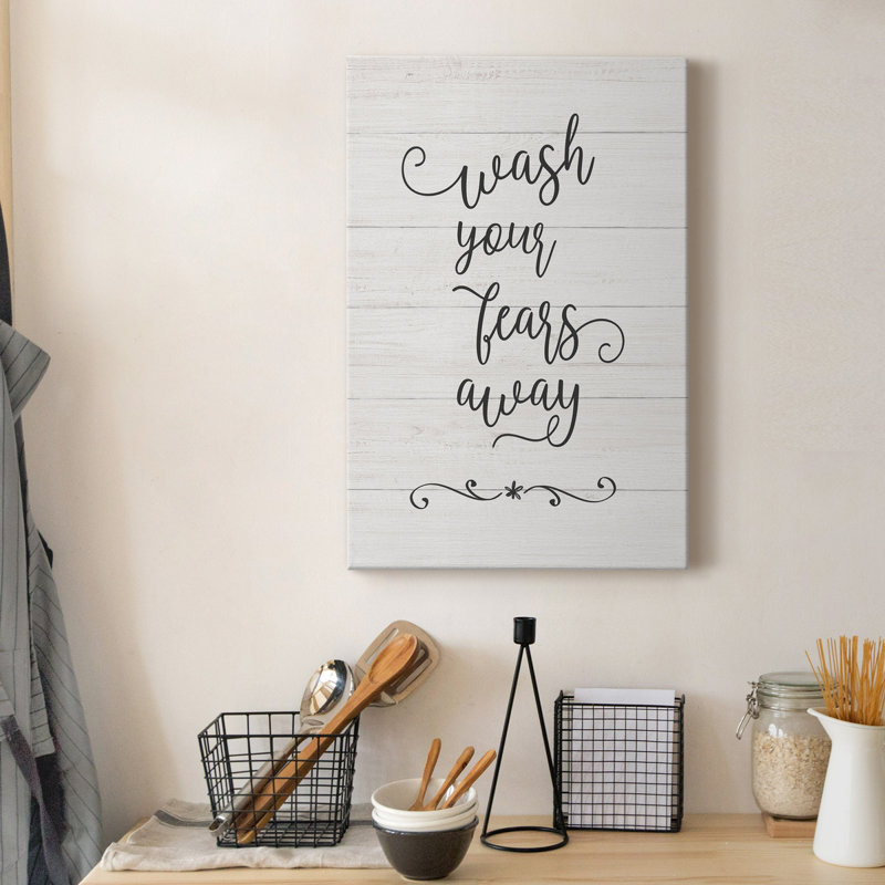 Wash Fears - Reproduction d'art textuel sur toile tendue, H 12 po x l 8 po x P 1 po