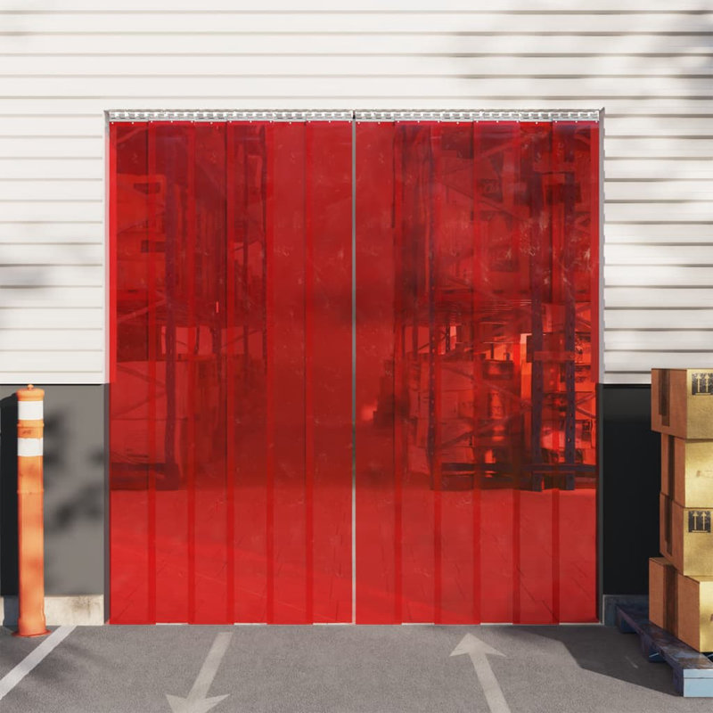 Plastic Sheer Door Curtain Single Panel, Red, Width 30 x Drop 100 cm