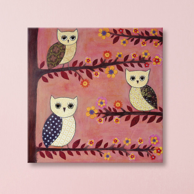 «3 Wise Owls» par Vanessa Sascalia, reproduction sur toile tendue, H 48 po x l 48 po x P 1,5 po