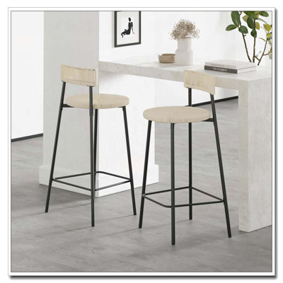 Tabourets de bar en corde de papier tissés à la main