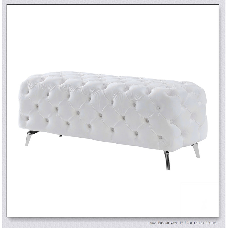 Banc avec repose-pieds capitonné, repose-pieds en velours