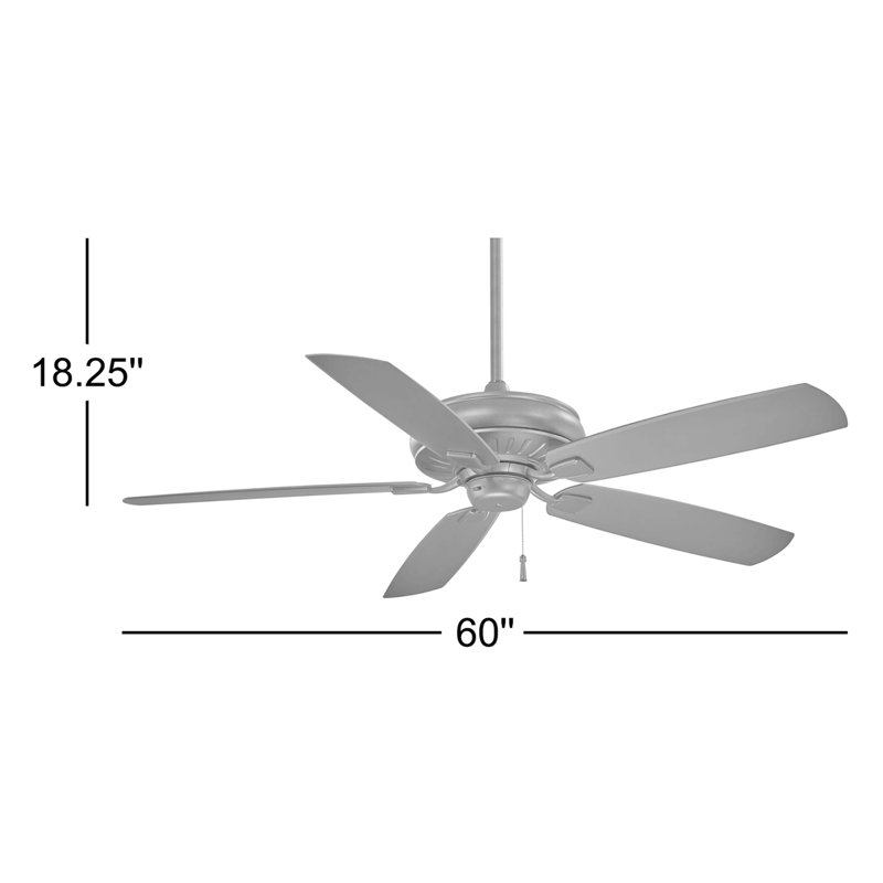 60" Sunseeker 5 - Blade Outdoor Standard Ceiling Fan with Pull Chain, Smoked Iron