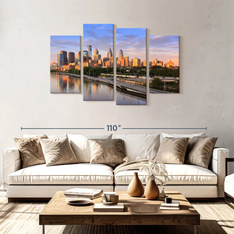 Philadelphia evening skyline Sireci, H 48 po x l 75 po
