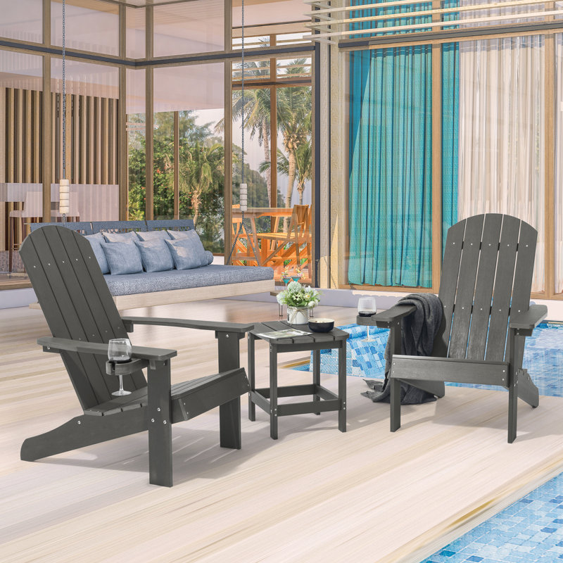 Chaise Adirondack en plastique Bergenfield, Gris anthracite