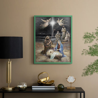 Bethlehem Night, reproduction encadrée - bois massif