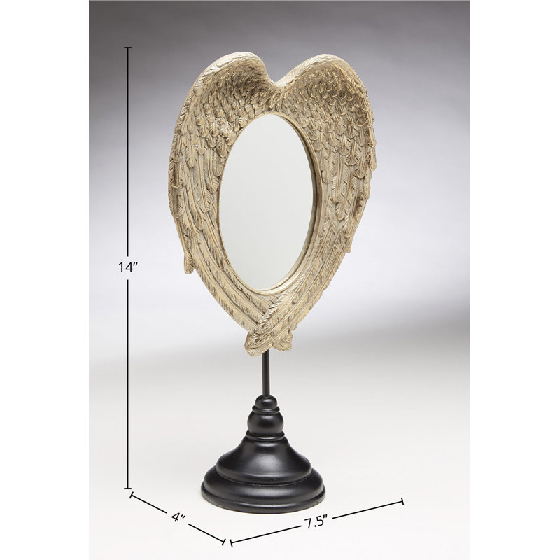 Gold Wing Design Vanity Table Mirror with Black Base