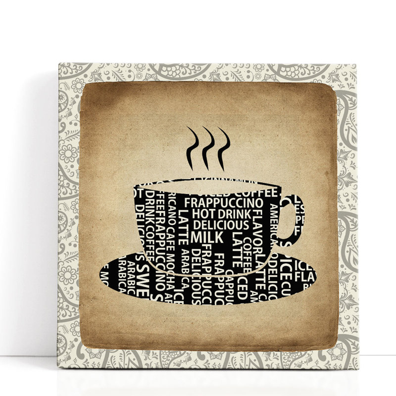 «Coffee Paisley 2», reproduction d'art sur toile, H 20 po x l 20 po
