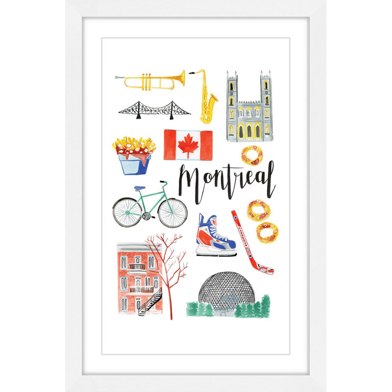 « montréal icons » par molly rosner, reproduction d’art encadrée, 36" H x 24" L x 1,5" D