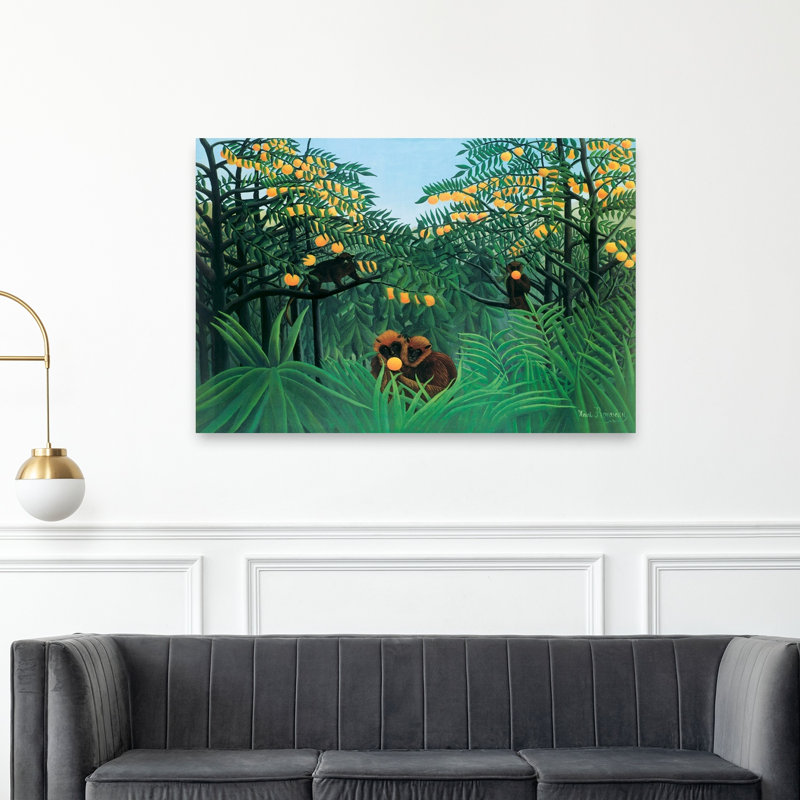 «The Tropics Abstract Contemporary Monkey Forest Landscape», reproduction d'art murale, H 40 po x l 60 po