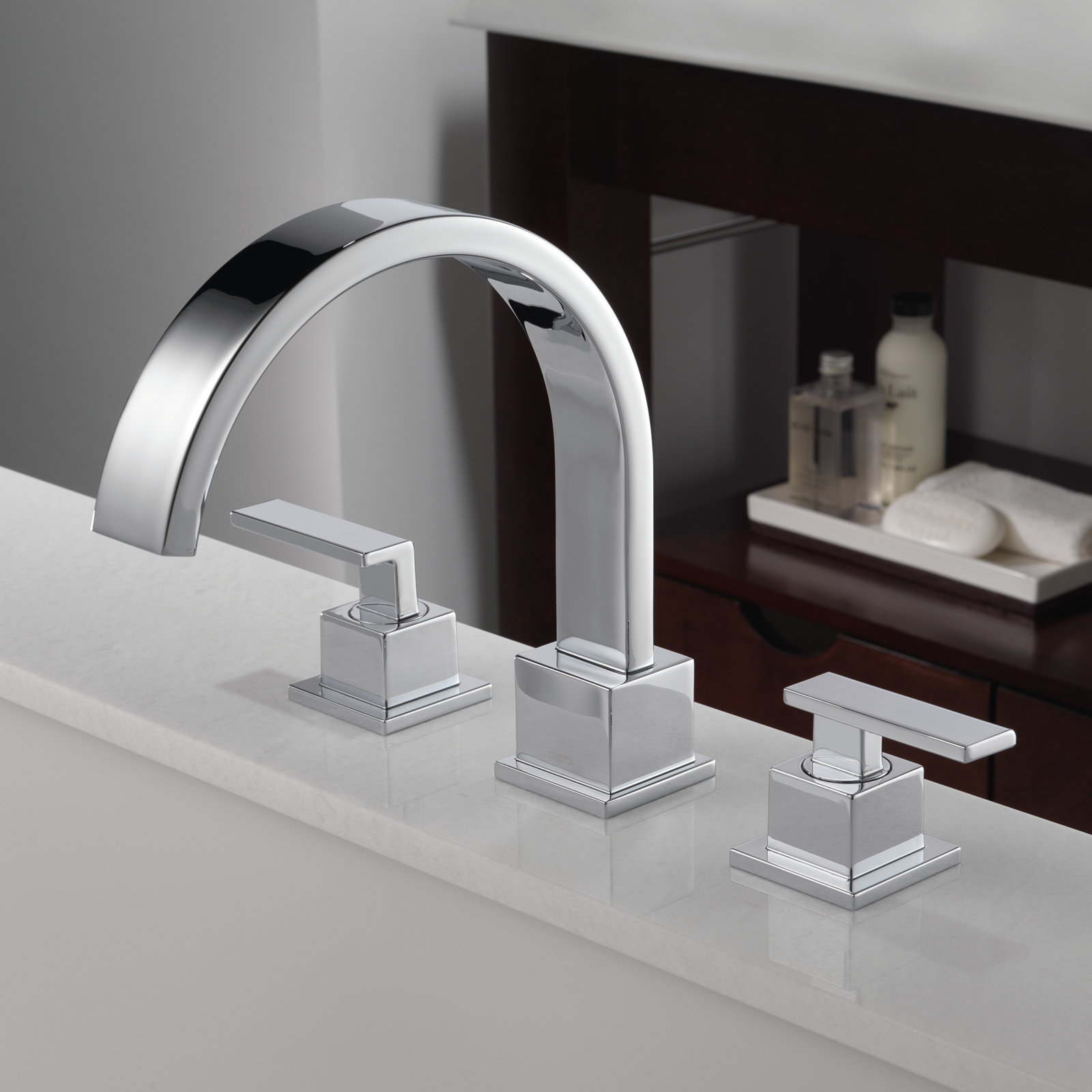Vero Double Handle Deck Mounted Roman Tub Faucet Trim, Chrome