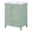 Meuble-lavabo de salle de bain de 61 cm avec rangement, tablette réglable, MDF et bois d'hévéa, séparateurs amovibles, fini vert (Ancienne référence : N725P280602G)