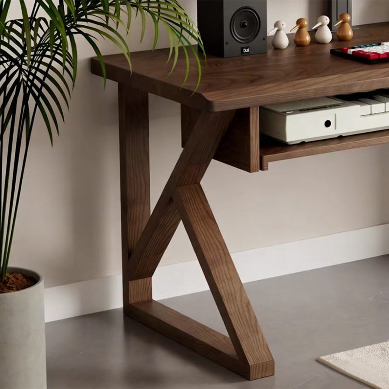Walnut Rectangular Solid Wood with desk, 29.53"H×70.87"L×27.56"W