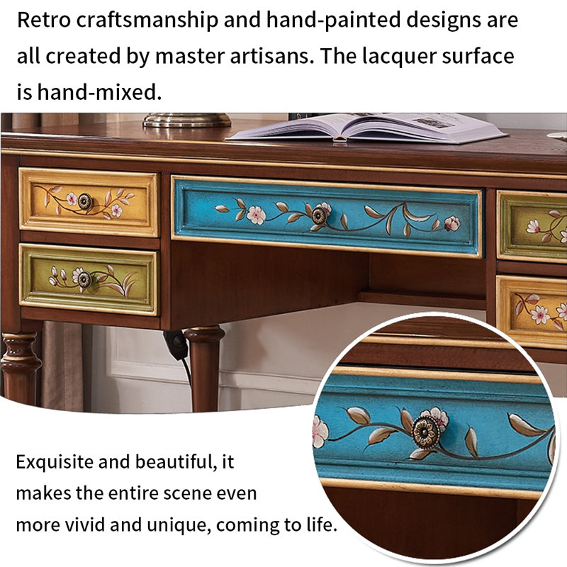 Bureau peint de style rétro, H 29,53 po x l 47,24 po x P 23,62 po