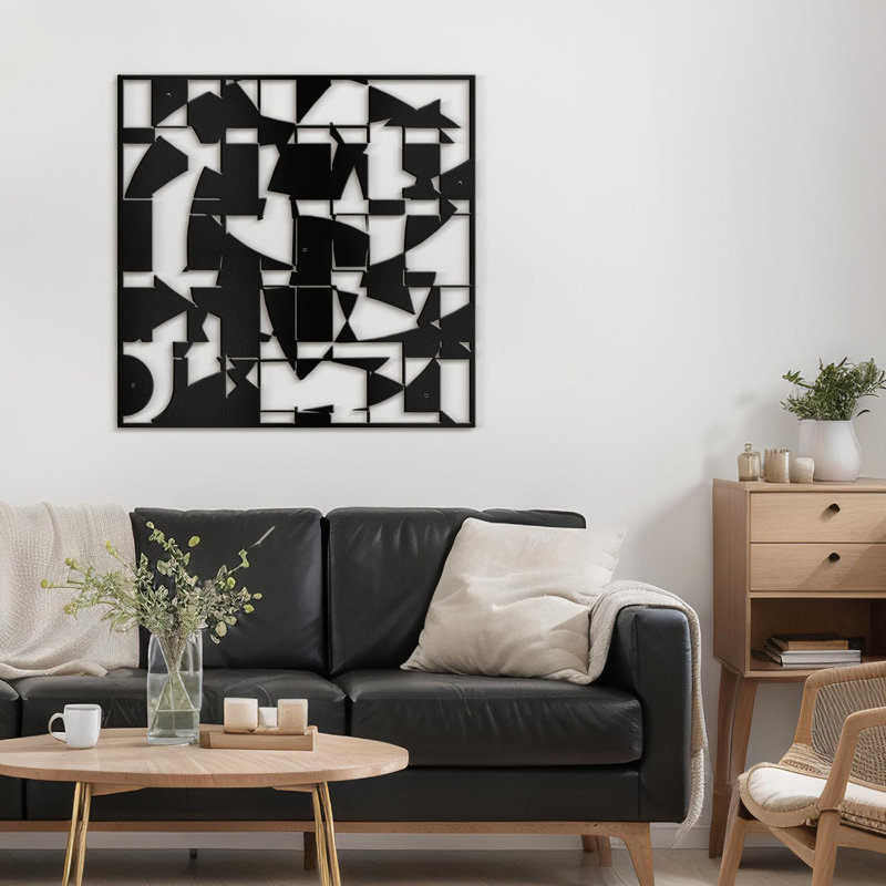Décoration murale en métal, H 18 po x l 18 po x P 0,05 po, Noir