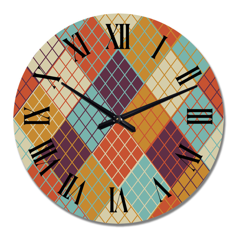 Horloge murale multicolore triangulaire à motif géométrique III, Grand