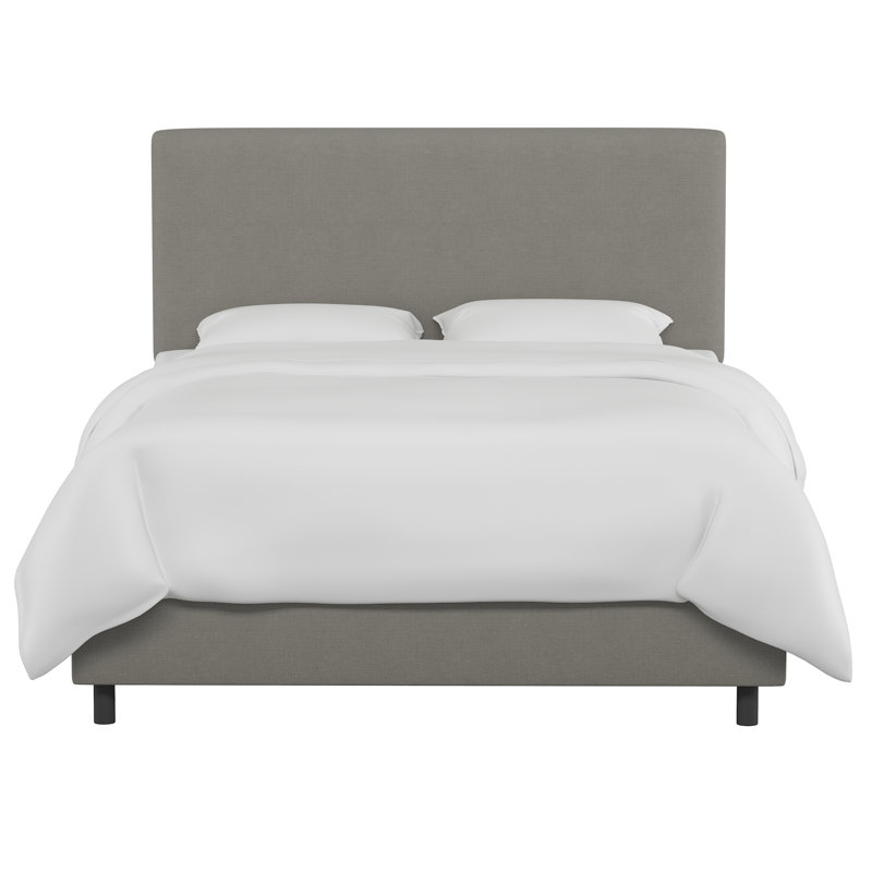 Lit tapissier Eisley, Simple, Lin classique gris