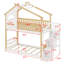 Lit superposé peu encombrant, lit maison avec garde-corps et rangement