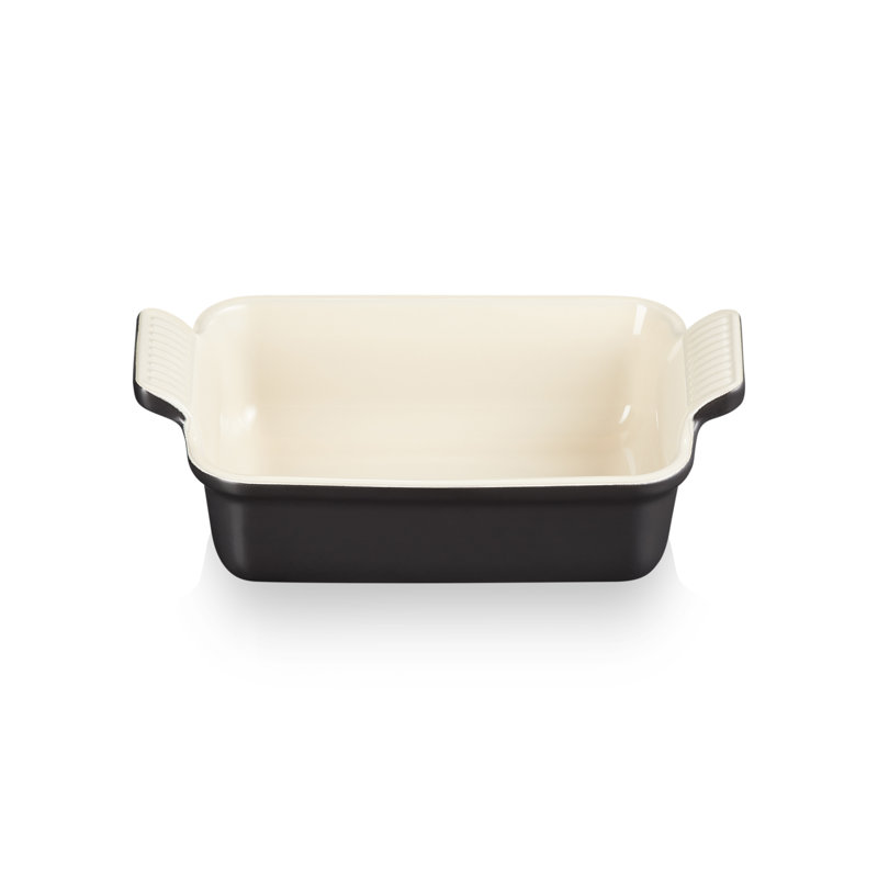 Le Creuset Stoneware Heritage Rectangular Dish, Satin Black, 19cm/1.1L