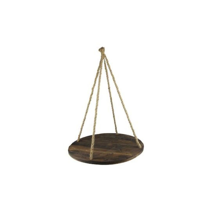 Wood Round Hanging Pot Rack, 2" H x 28" W x 28" D