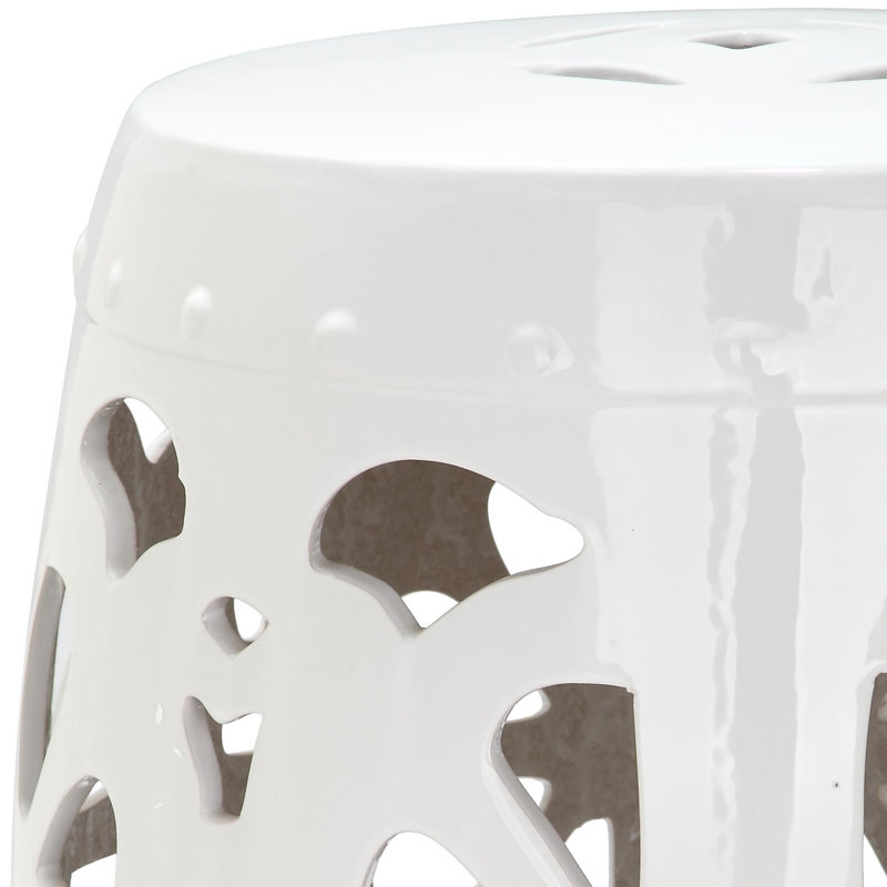 Ceramic Accent Stool, White