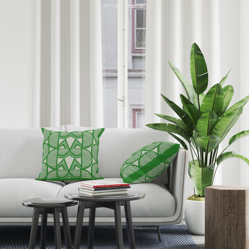 Jeté carré en polyester intérieur / extérieur, L 17 po x H 17 po, Vert