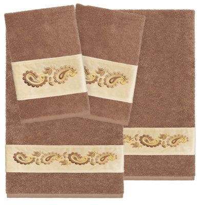 Linum Home Textiles 100% Turkish Cotton MACKENZIE 4PC Embellished Towel Set