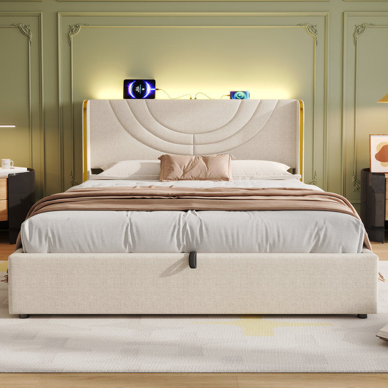 Metal Ottoman Storage Bed, Kingsize (5')