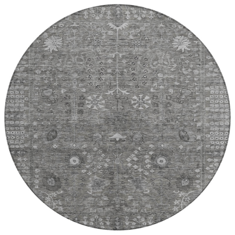 Machine Washable Indoor/Outdoor Derrick ACN2231 Global Rug, Round 8'