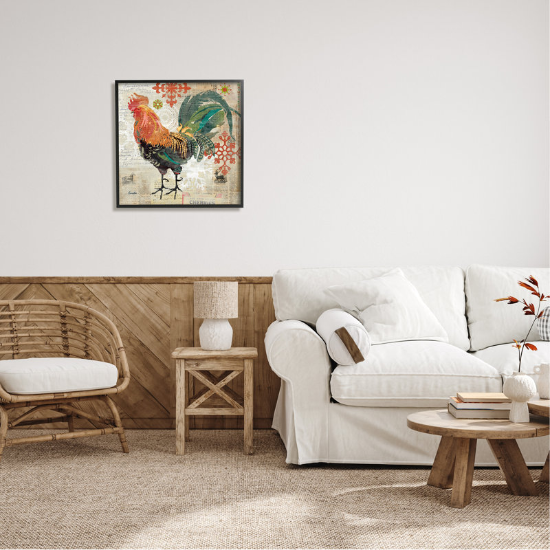«Kitchen Rooster Farmhouse Collage», impression, Giclée encadrée noir minuit, H 24 po x l 24 po x P 1,5 po