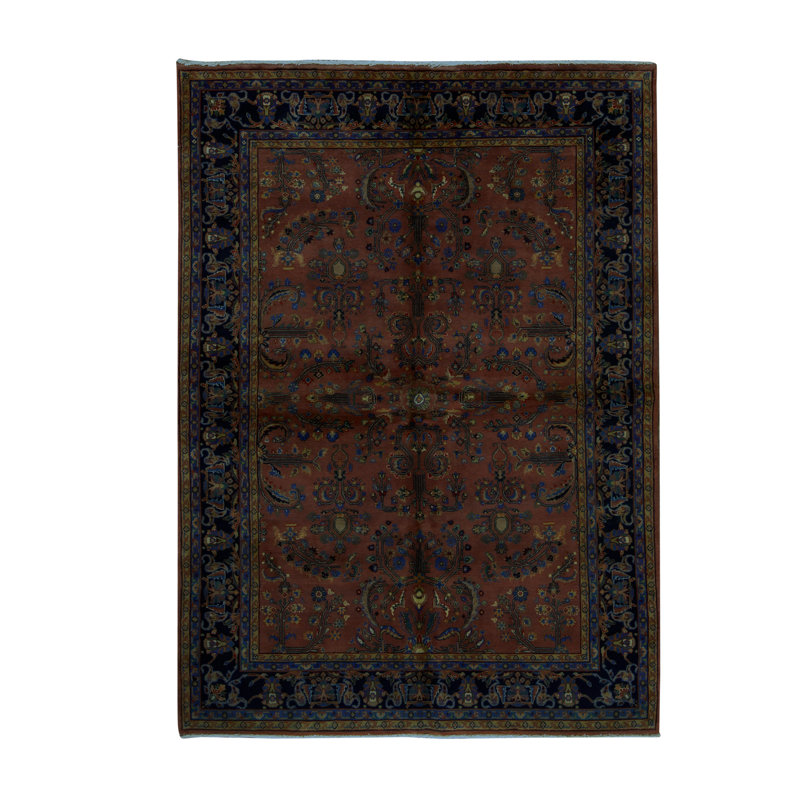 Hand-Knotted High-Quality Navy and Brown Area Rug