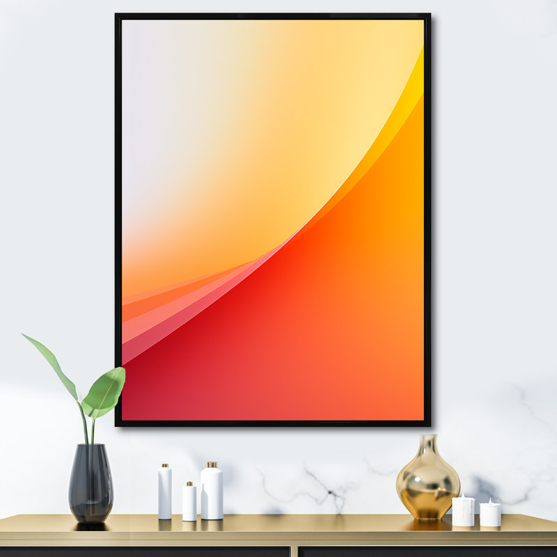 Orange Spectral Slice I - formes abstraites, impressions d'art mural, H 32 po x l 16 po x P 1 po, Cadre flottant noir