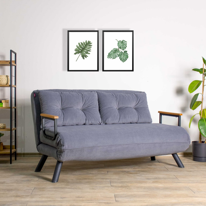 Tarbell 52.4" Wide Tufted Back Convertible Sofa, Grey
