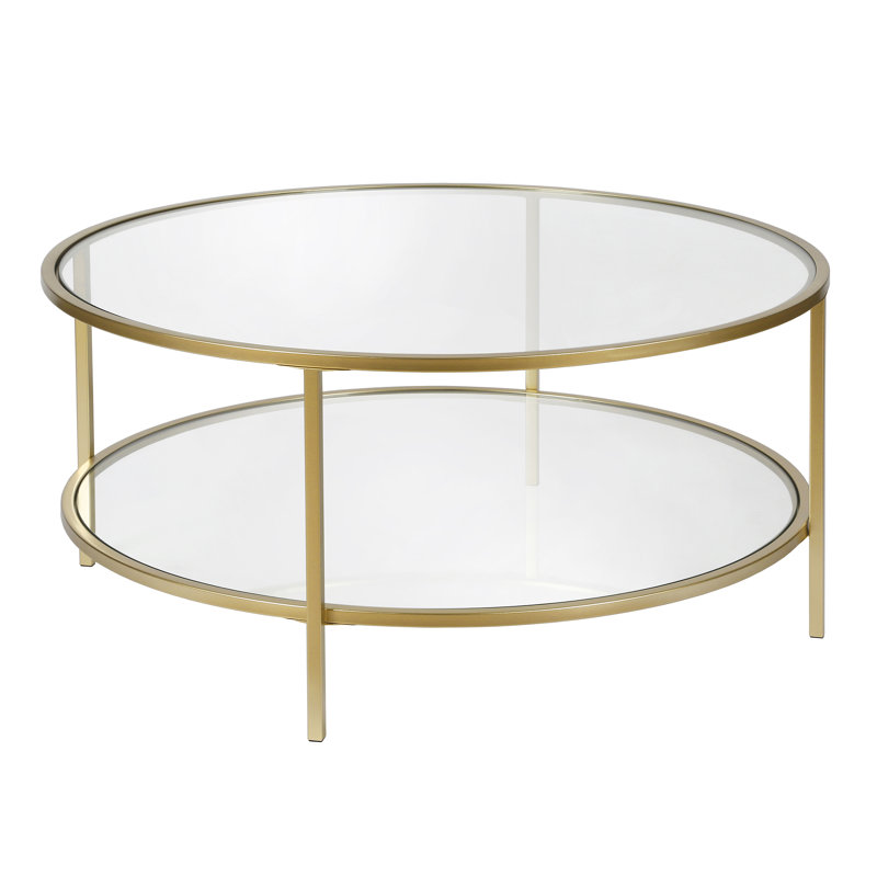 Four Leg Coffee Table with Storage, Gold