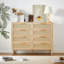 Commode 8 tiroirs avec rotin, commode en bois, commode moderne, tiroirs pour chambre à coucher